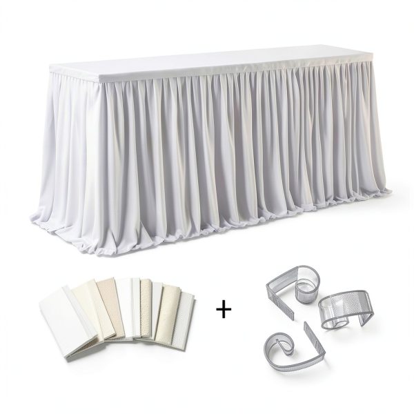 Pavo Disposable Table Skirt Black White Pleated Ruffle-1