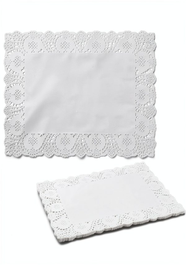 Juvale White Paper Doilies Rectangular Lace Design-8