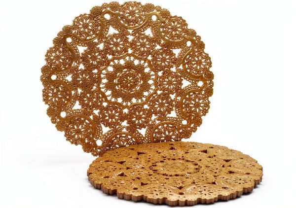 Gold Paper Doilies Juvale 10 Inch Round Lace Design-0