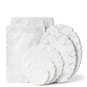Awsaccy Disposable Doilies Food Safe Grease Proof Paper Lace-0