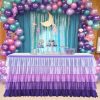 Besutolife Purple Mermaid Table Skirt Chiffon Party Decor-6