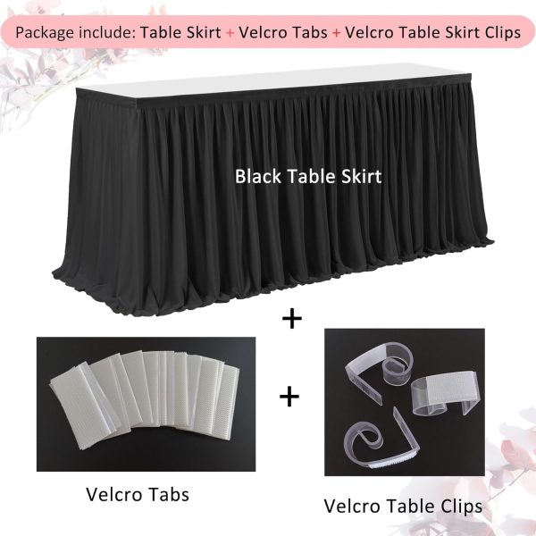 Pavo Disposable Table Skirt Black White Pleated Ruffle-1