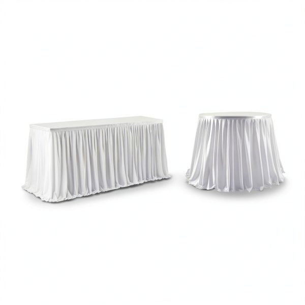 Pavo Disposable Table Skirt Black White Pleated Ruffle-3
