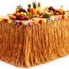Fovths Disposable Table Skirt Dark Straw Yellow Hawaiian-0