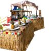 Fovths Disposable Table Skirt Dark Straw Yellow Hawaiian-5