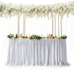 Pavo Disposable Table Skirt Black White Pleated Ruffle-0