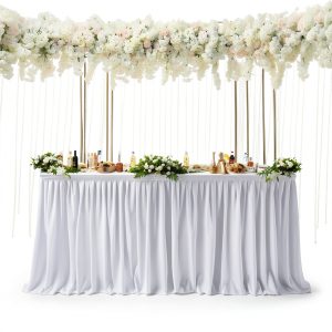 Pavo Disposable Table Skirt Black White Pleated Ruffle-0
