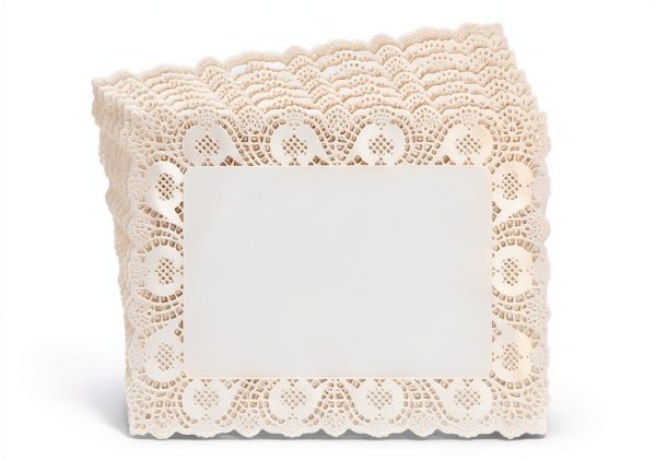 Juvale White Paper Doilies Rectangular Lace Design-0
