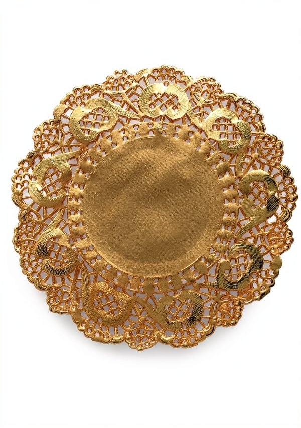 uxcell Gold Paper Doilies Disposable Round 5 Inch 100 Pack-1