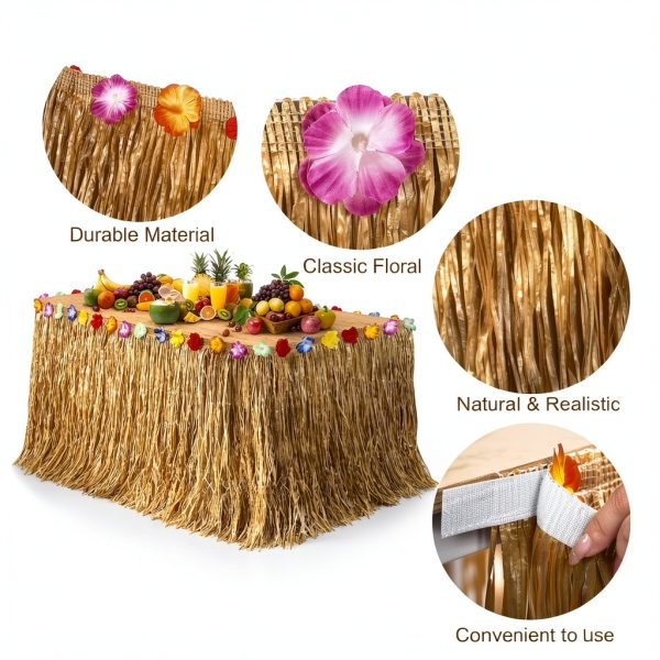 Fovths Disposable Table Skirt Dark Straw Yellow Hawaiian-2