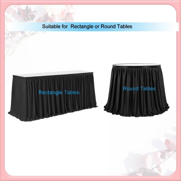 Pavo Disposable Table Skirt Black White Pleated Ruffle-3