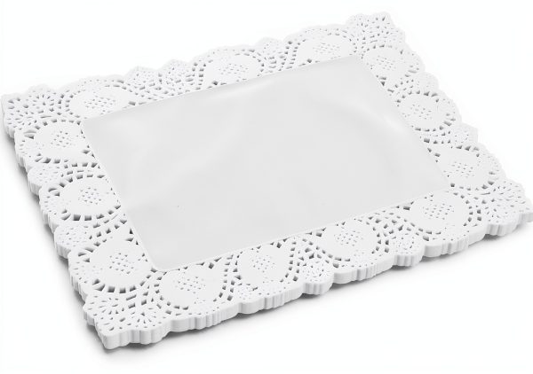 Juvale White Paper Doilies Rectangular Lace Design-7