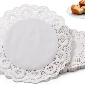 Fansoftiks Paper Doilies 6 Inch White Lace Design Disposable-0