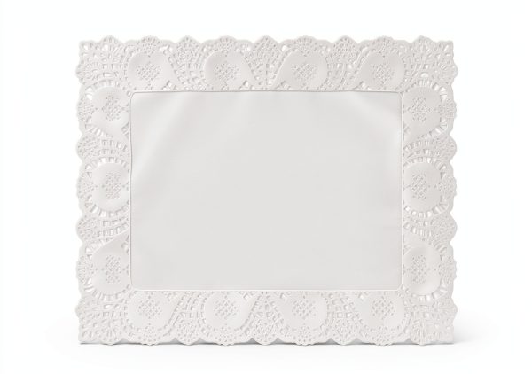 Juvale White Paper Doilies Rectangular Lace Design-6