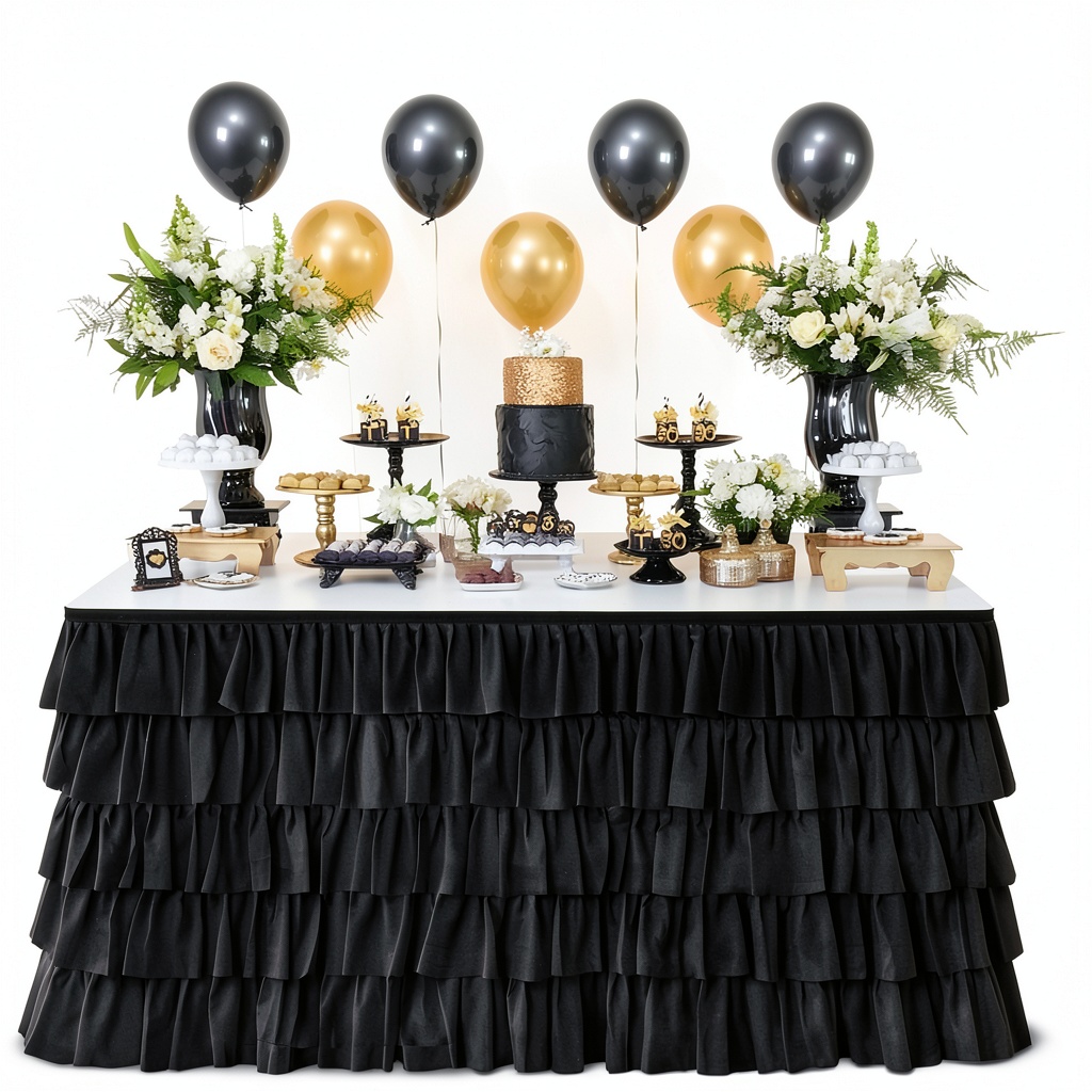 Pavo table skirt in Gradient Pink color on a dessert table