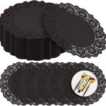 MCEAST Disposable Paper Doilies Lace Design Black Brown Sage-0