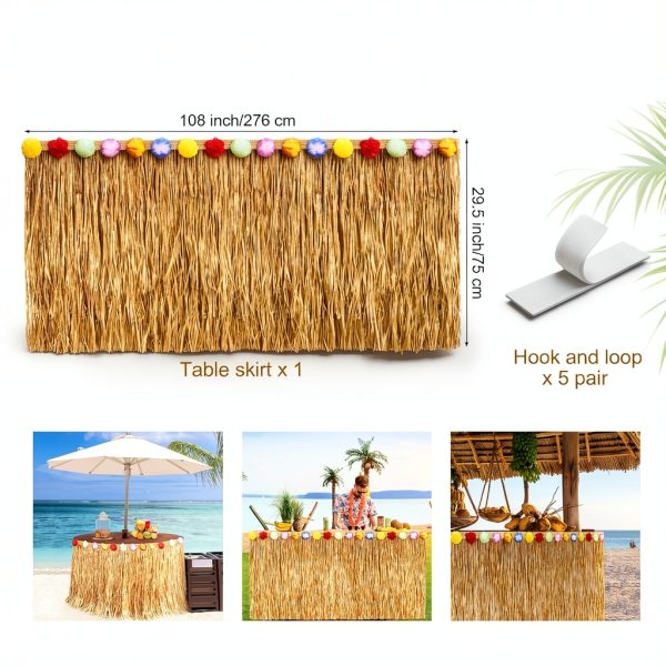 Fovths Disposable Table Skirt Dark Straw Yellow Hawaiian-1