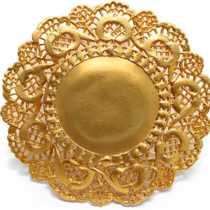 uxcell Gold Paper Doilies Disposable Round 5 Inch 100 Pack-0