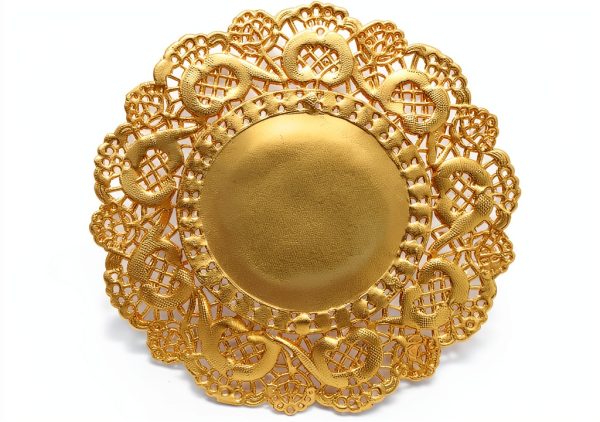 uxcell Gold Paper Doilies Disposable Round 5 Inch 100 Pack-0