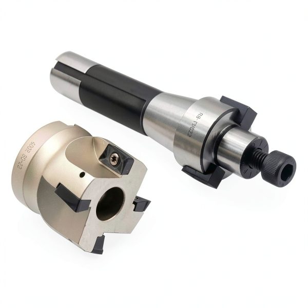 R8 FMB22 7/16-20UNF Shank Face End Mill Arbor and 2"/50mm Cutting Diameter 4-Flute 400R-50-22-4T CNC Face End Milling Shell Cutter with 10Pcs APMT1604 Carbide Inserts and T15 Wrench-1