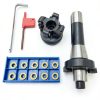 10pcs RPMT1204 DP5320 Carbide Alloy Inserts+EMRW 6R 50-22 Face Milling Cutter Holder +R8-FMB22-7/16 Shank Face Shell Mill Arbor, Used for Machining of The Workpiece on The Milling Machine-0