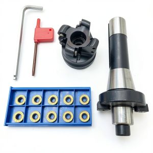 10pcs RPMT1204 DP5320 Carbide Alloy Inserts+EMRW 6R 50-22 Face Milling Cutter Holder +R8-FMB22-7/16 Shank Face Shell Mill Arbor, Used for Machining of The Workpiece on The Milling Machine-0