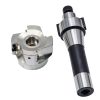 2.48"/63mm Cutting Diameter 90 Degree 4 Flute Indexable CNC Face End Mill Shell Cutter BAP400R 63-22-4T, Shank Face End Mill Arbor R8-FMB22 7/16-20 with 10Pcs APMT1604 Carbide Inserts and T15 Wrench-1